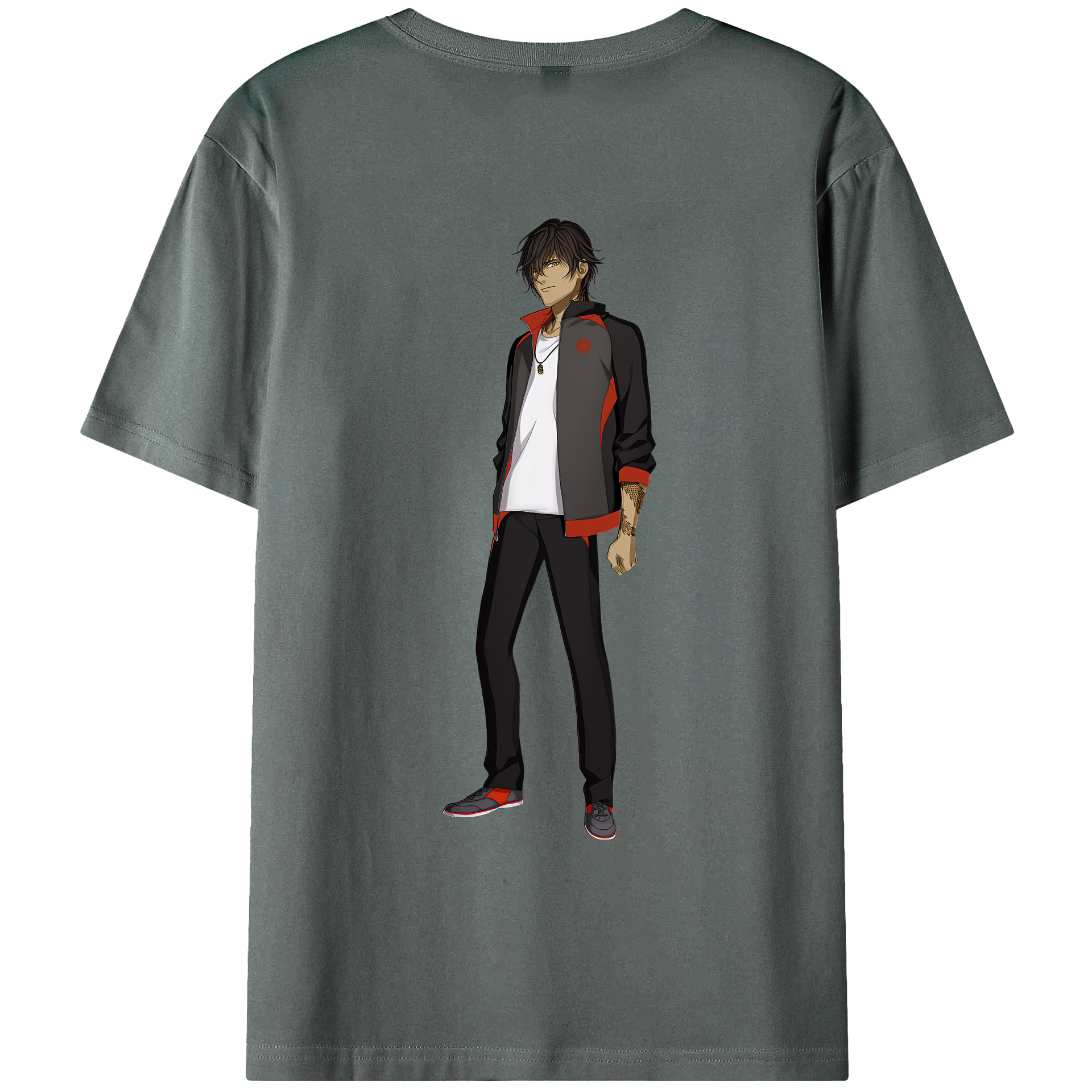 （画像用） 刀剣乱舞 Touken Ranbu 綿100％ メンズ半袖Tシャツ（バックプリント） 通気性